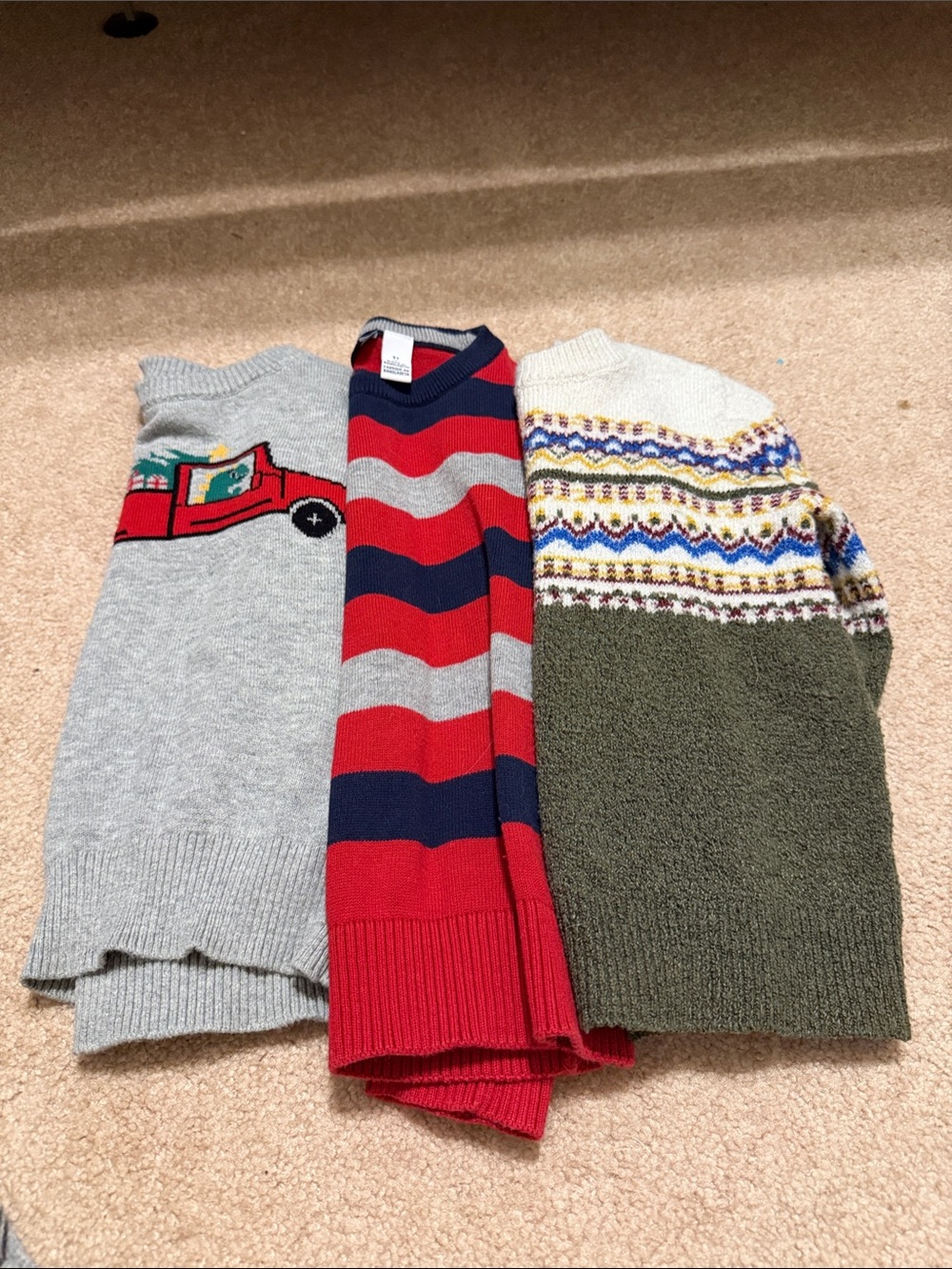 Kids Red & Gray Striped Crewneck Sweater - Classic Knit
